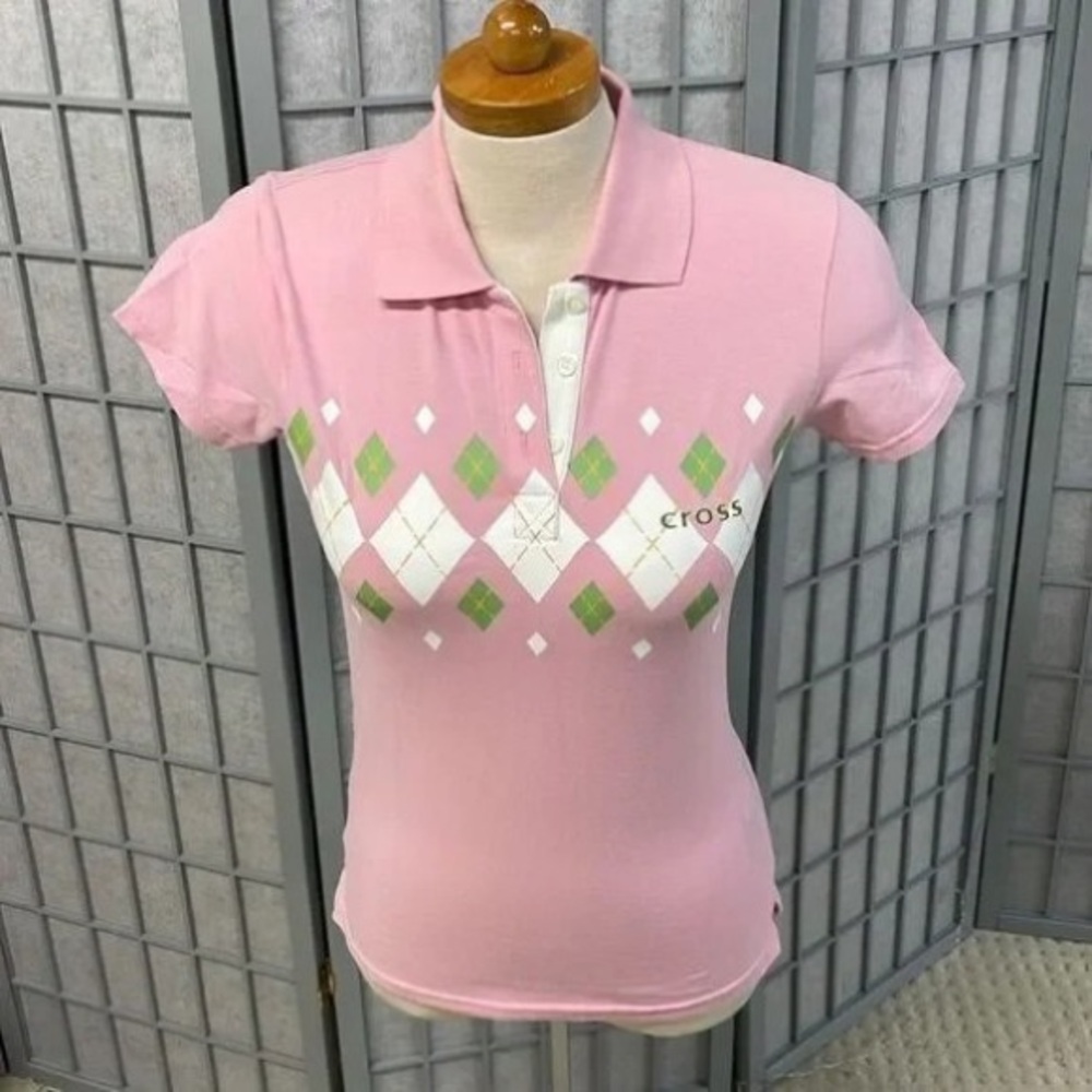 Women's Pink Argyle Polo Shirt